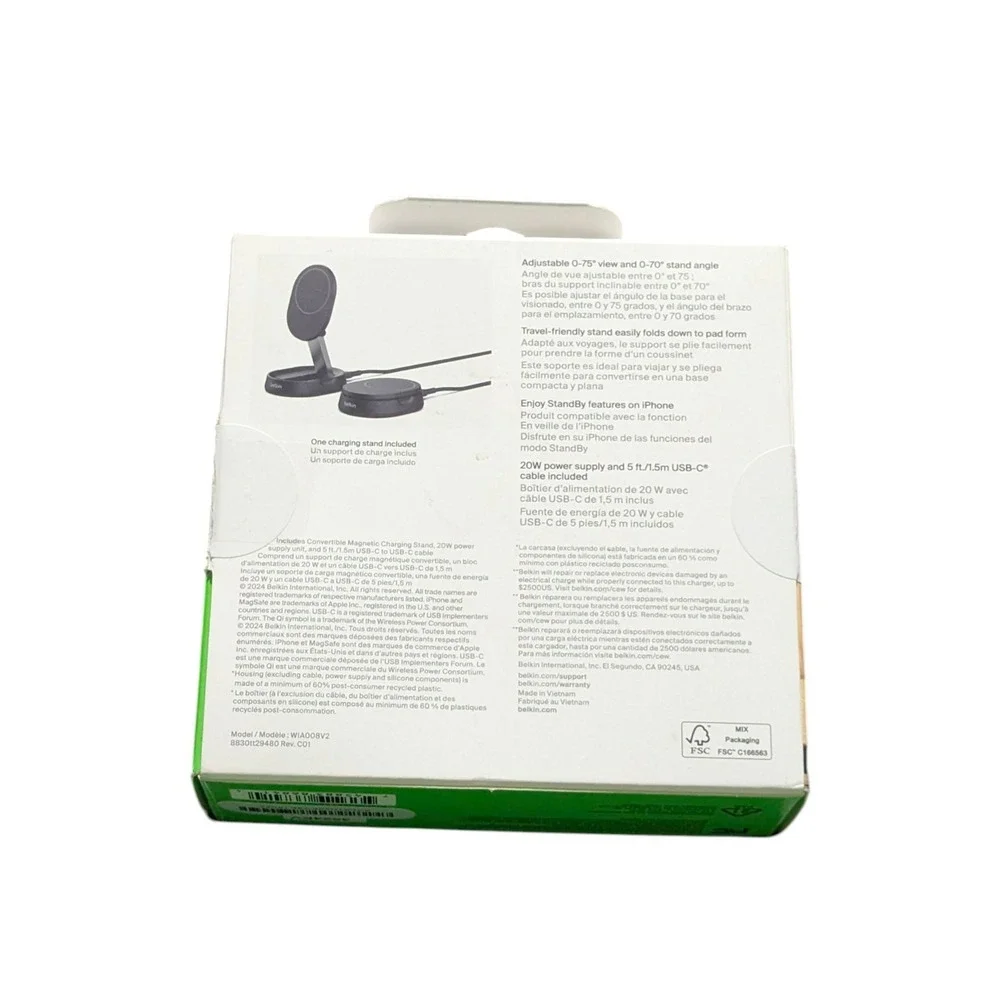 Cc8O Belkin BoostCharge Pro QI2 15W Magnetic Wireless‎ Foldable Charging Stand